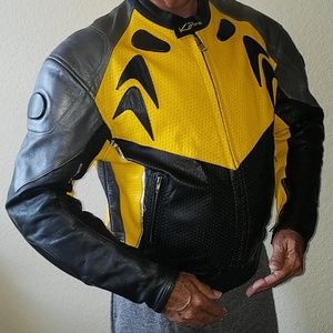 Mens leather motorcycle jacket